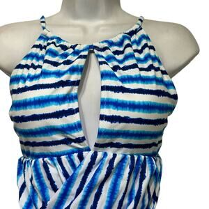 Cupshe Blue and White Striped Keyhole One-Piece Swimsuit